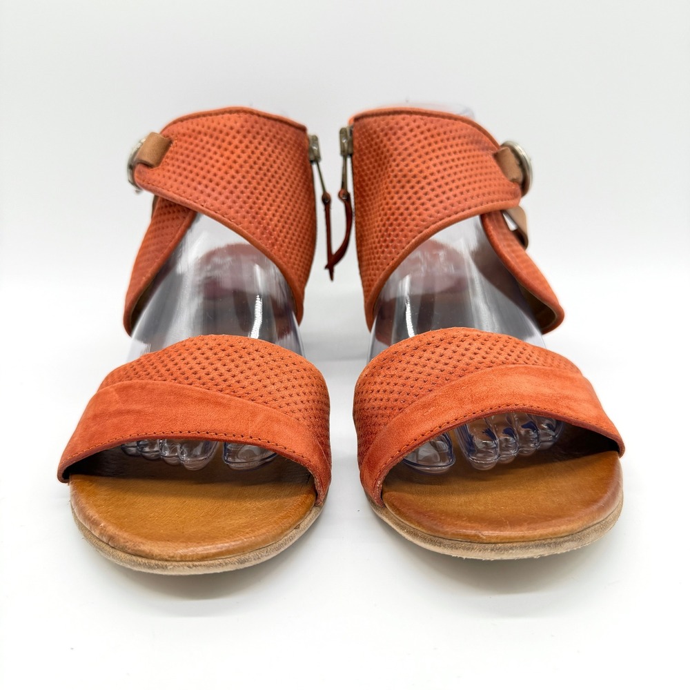 MIZ MOOZ Cheerful Leather Wrap Sandal Womens 41 Orange Tan Perforate Heel Shoe - Picture 2 of 10